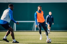   Dennis pictured training with Nottingham Forest after injury-enforced absence from Nigeria set-up