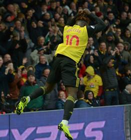 Watford's Isaac Success Reacts After Netting First Premier League Goal In Two Years