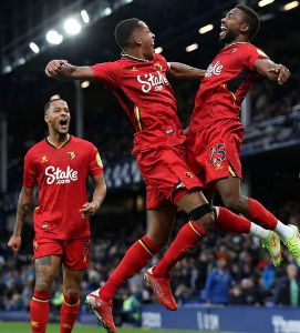 Dennis celebrates Watford's win vs Everton despite his suspension by English FA 