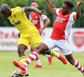 Arsenal-owned Nigerian-born midfielder plays his first senior game in English football 