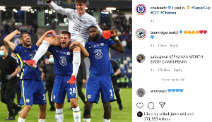 Chelsea legend Obi Mikel celebrates Super Cup win against Villarreal