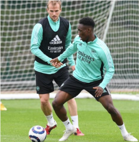 Two young stars of Nigerian descent involved in Arsenal's final training session pre-Chelsea 