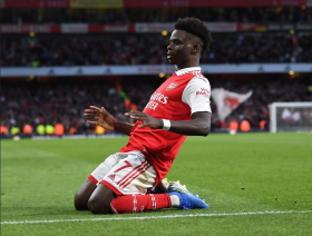 Ex-Super Eagles striker blames Black Stars fullback for Arsenal winger Saka's 66th-second goal 