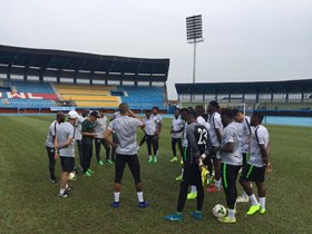 One Man Is Still Missing As Iwobi, Aina, Iheanacho, Balogun, 18 Super Eagles Train In Asaba Pre-RSA 