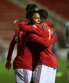 Manchester United's Dutch-Nigerian striker Scores Brace With First Team Coach Watching 