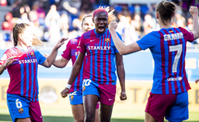 Primera Iberdrola : Nigeria captain reacts after hat-trick for Barcelona in rout of Real Betis 