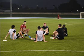 Arteta pictured talking to 19yo Nigeria-eligible CB during Arsenal training session in Dubai 